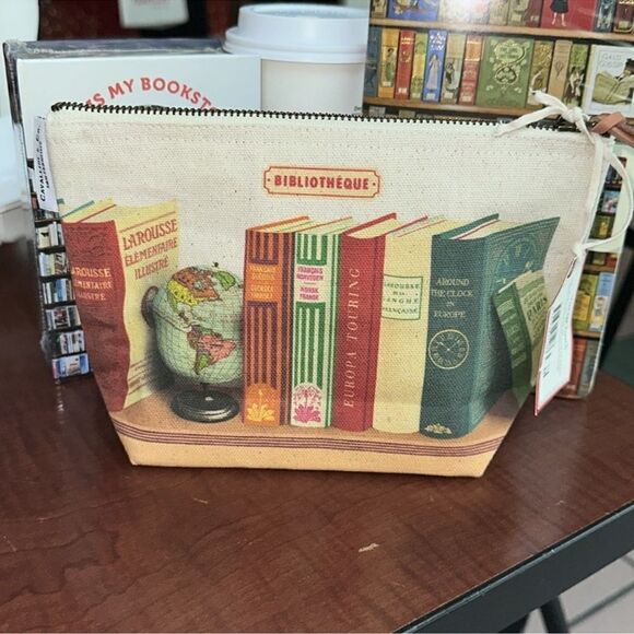 Cavallini & Co. San Francisco Library Print Vintage Cotton Leather Pouch - Picture 2 of 9